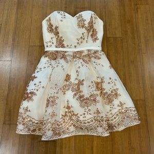 Women’s Formal Alyce Paris Rose Gold/White Sequin Mini Dress